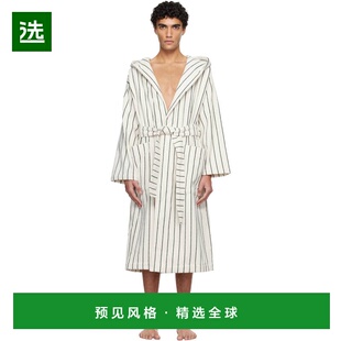1h可退 香港直邮Tekla 男士 白色 & 绿色 Terry Hooded 浴袍 HBTH
