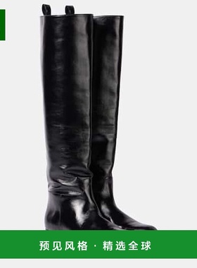 香港直邮KHAITE 女士 Colt 皮质及膝靴子 BLACK 黑色时尚舒适女靴