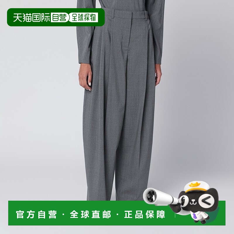 1h可退 香港直邮Jacquemus 女士 灰色褶裥羊毛裤子 25HPAW00615AW