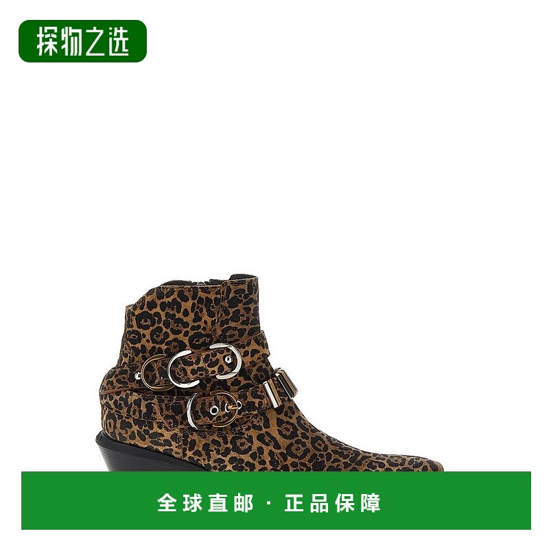 香港直邮Pinko 品高 女士 豹紋搭扣踝靴 SD0343P088