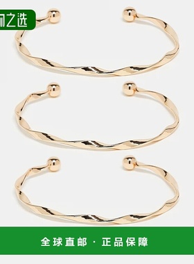 香港直邮ASOS 女士 设计混合形状手镯(三件套) metal金属色 舒适