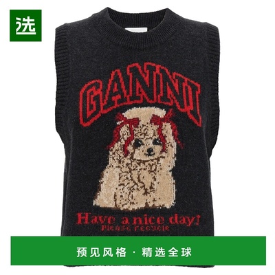 香港直邮GANNI 男士马甲 A1070044052 SS2026 黑色 Slate wool bl