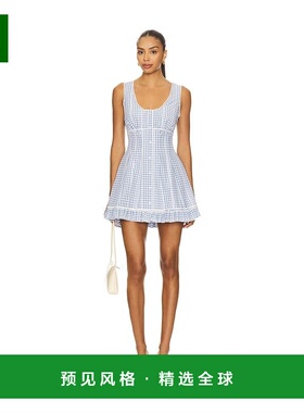1h可退 香港直邮Danielle Guizio 女士 Anica 方格棉布连衣裙 P25