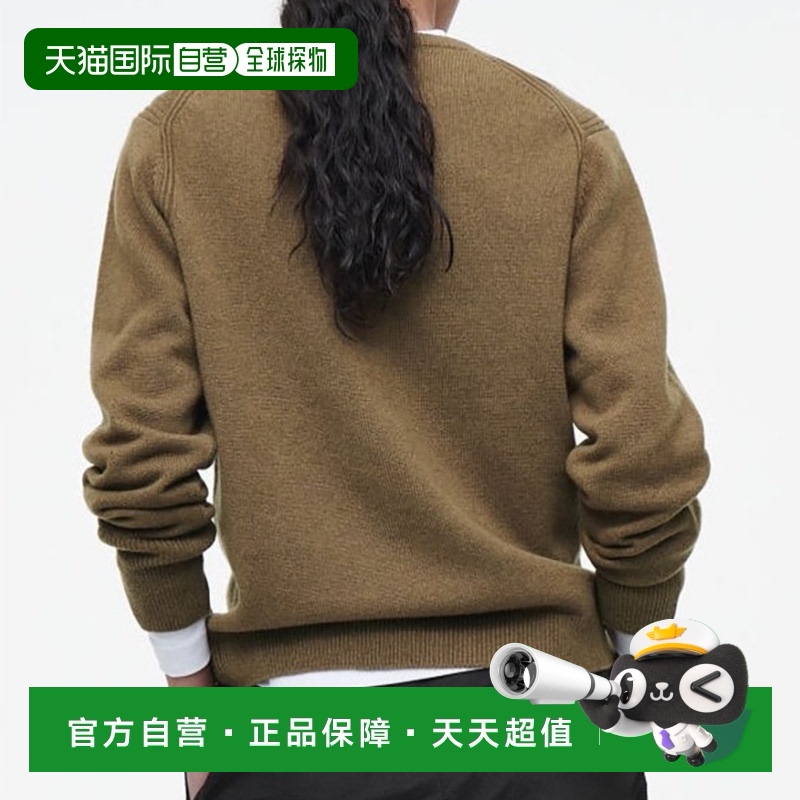 欧洲直邮COS 24新款 女士棕色纯色羊绒精编罗纹饰边圆领针织毛衣