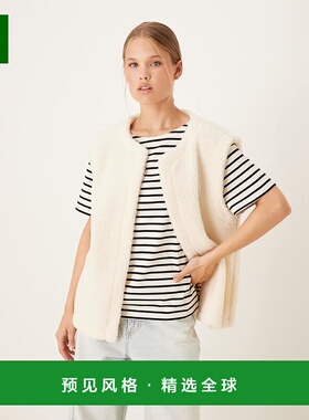 1h可退 香港直邮ASOS 女士 borg 设计抓绒马甲(奶油色) beige米色