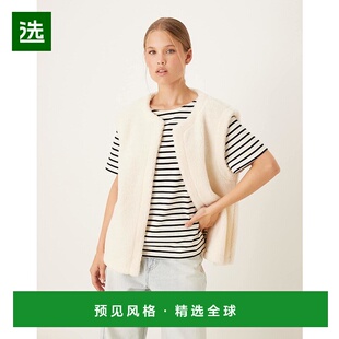 1h可退 香港直邮ASOS 女士 borg 设计抓绒马甲(奶油色) beige米色