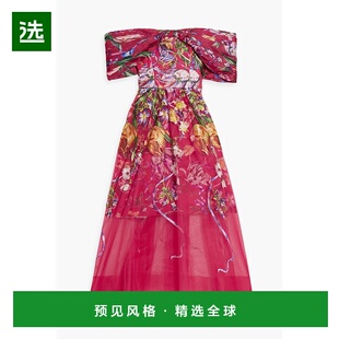 1h可退 香港直邮MARCHESA NOTTE 女士 露肩刺绣查米尤斯绸缎薄纱