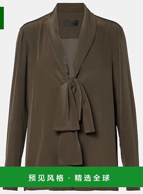 1h可退 香港直邮NILI LOTAN 女士 Angelique 真丝衫 green绿色 舒