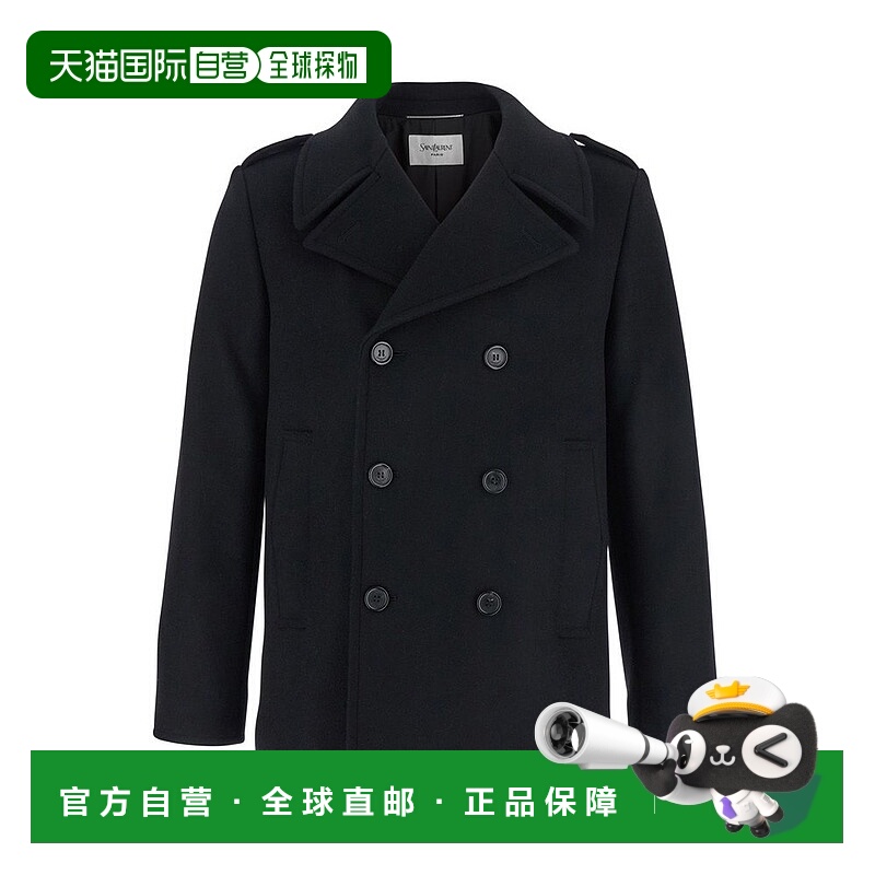 香港直邮Saint Laurent 圣罗兰 男士 雙排扣長袖大衣 760649Y060W