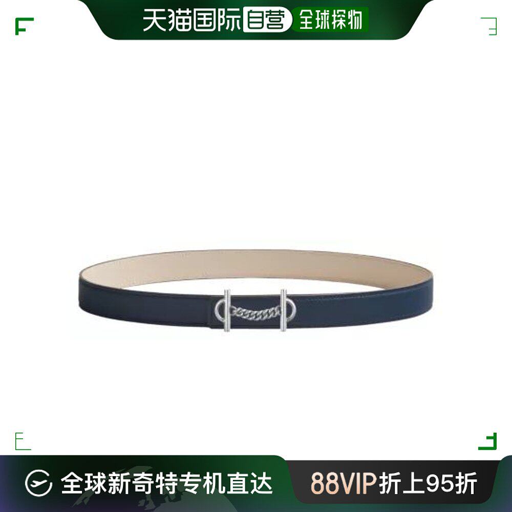 欧洲直邮hermès海军蓝色徽标皮革h皮带扣皮带