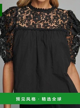 1h可退 【美国直邮】sundays April Blouse 黑色女士衬衫 蕾丝细