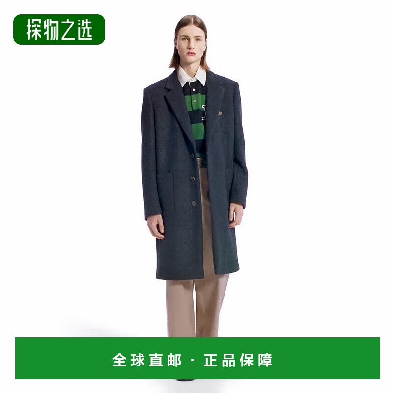 自营欧洲直邮LV路易威登 男士深蓝色初剪羊毛锯齿领大衣