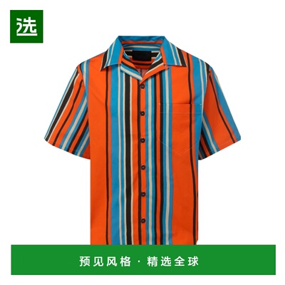 香港直邮Prada 竖条纹短袖衬衫男装普拉达 UCS33910P3S211