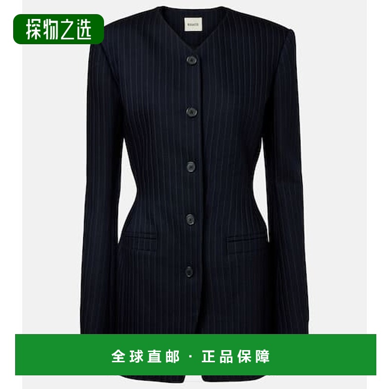 香港直邮KHAITE 女士 Naran 细条纹西装外套 blue蓝色 舒适时尚