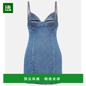 blue蓝色 1h可退 舒 水晶装 饰牛仔迷你连衣裙 香港直邮AREA 女士
