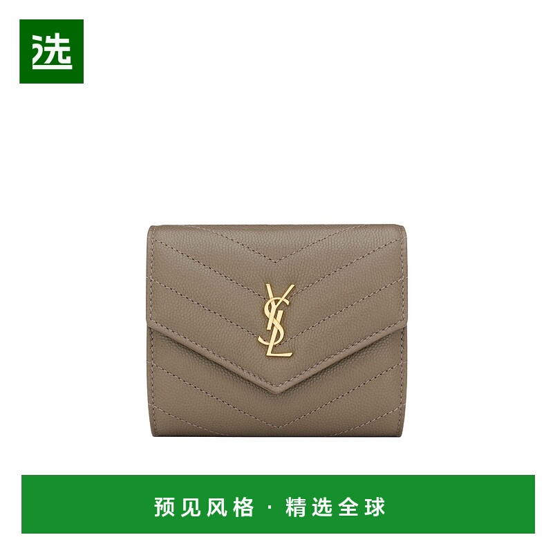 香港直邮Saint Laurent CASSANDRE GRAIN DE POUDRE 多折钱包 843