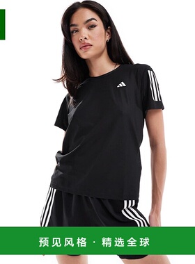 香港直邮adidas 阿迪达斯 女士 Running Own 跑步T恤(黑色)