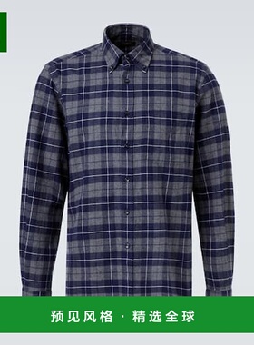 1h可退 香港直邮Slowear 男士 格纹棉质衬衫 grey灰色 舒适时尚