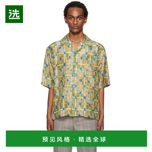 1h可退 香港直邮Marni 玛尼 男士 绿色 Saraband 衬衫 CUMU0213A6