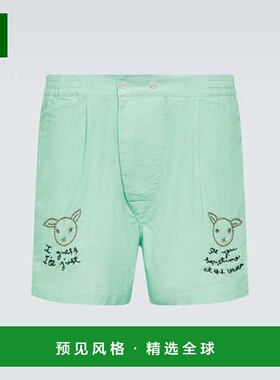 1h可退 香港直邮Bode 男士 See You At Barn 棉质短裤 green绿色