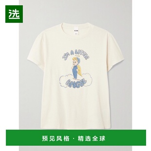 1h可退 香港直邮redone 女士 经典款印花棉针织T恤 0242WCGT189VI