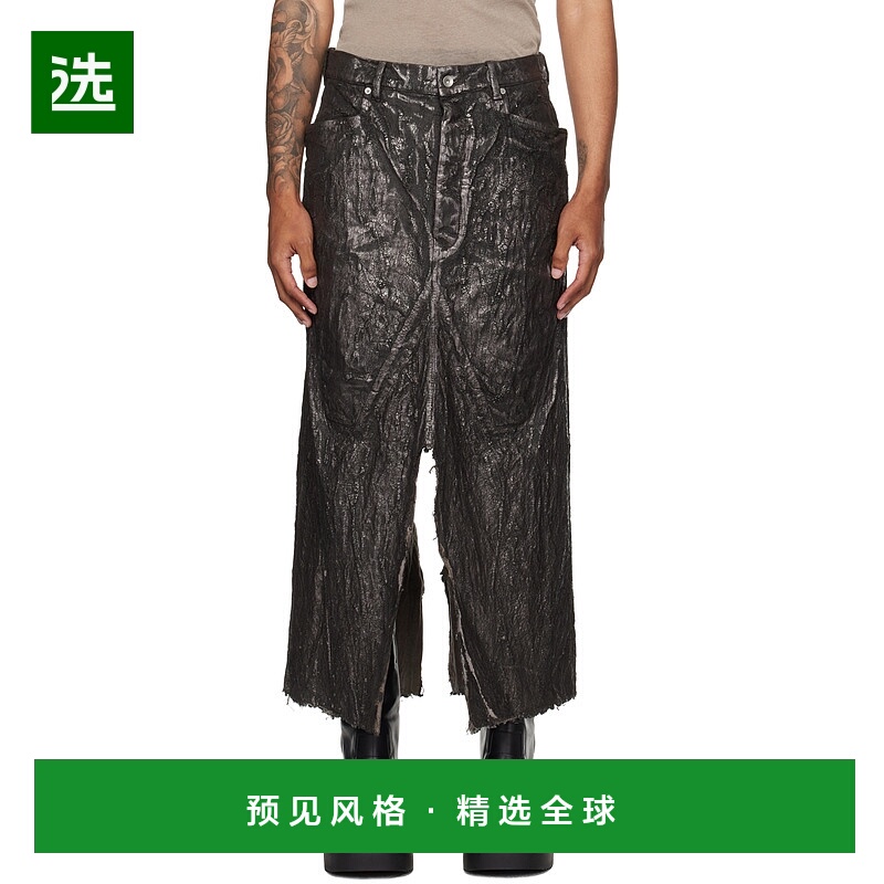 香港直邮Rick Owens 腰带袢牛仔半身裙 RU02E1330BZMT