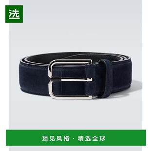 1h可退 香港直邮Berluti 伯尔鲁帝 男士 绒面革皮带 blue蓝色 舒