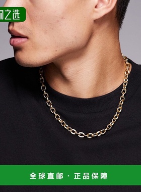 香港直邮ASOS 男士 设计防水不锈钢织纹链环链条项链(金色)