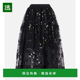 1h可退 香港直邮Simone Rocha 蒙娜·罗莎 女士 珠片薄纱中长半身