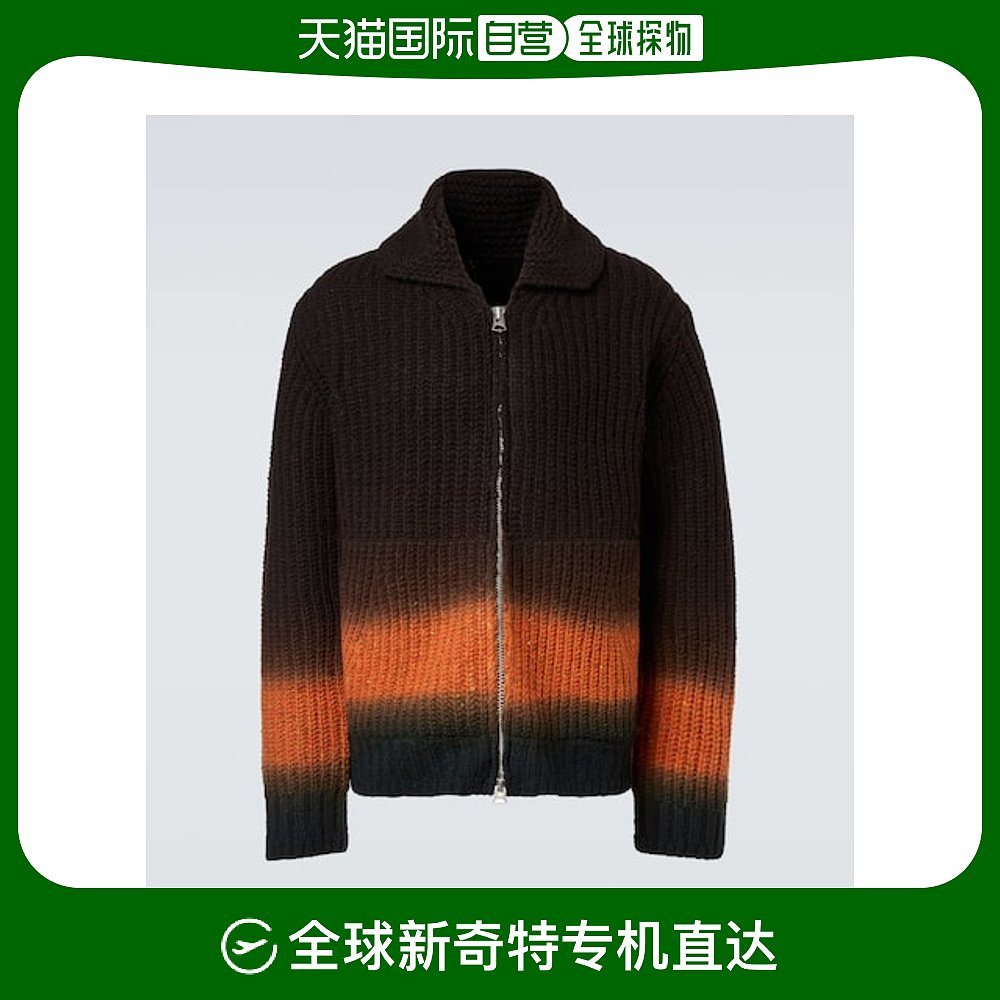 香港直邮Sacai 男士 罗纹针织羊毛拉链针织开衫 brown棕色 舒适时
