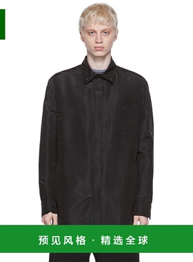 1h可退 香港直邮Valentino 华伦天奴 男士 黑色真丝衬衫 1V3CIK99