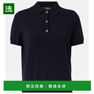 香港直邮Loro Piana 诺悠翩雅 女士 羊绒Polo衫 blue蓝色 舒适时