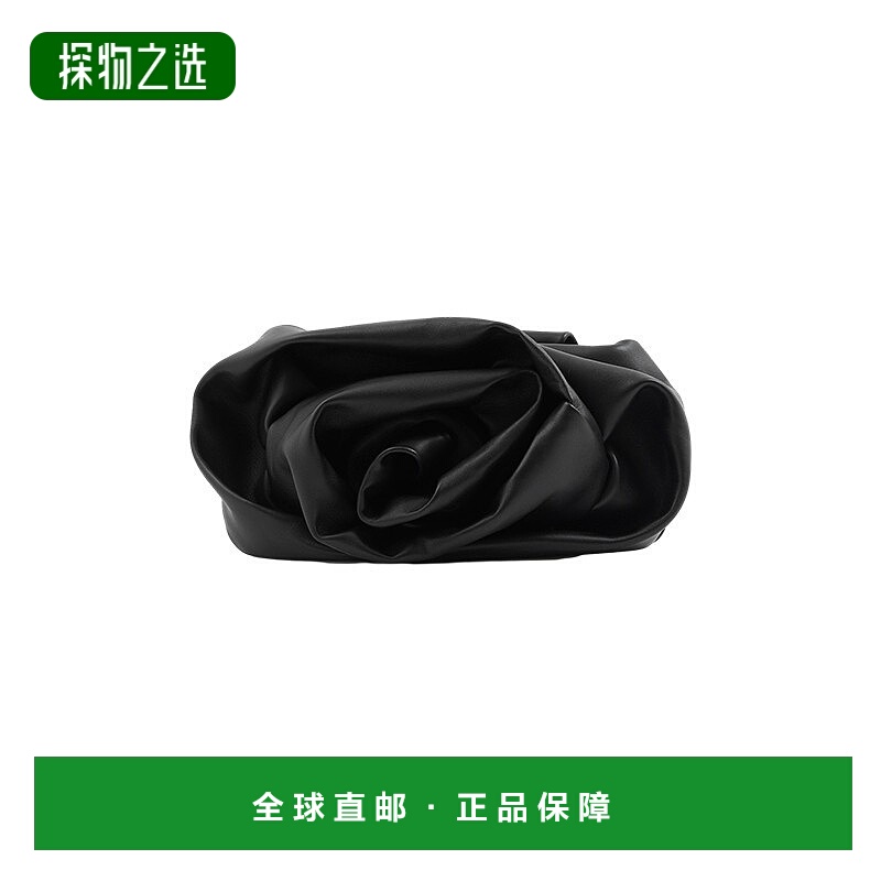 欧洲直邮Burberry/博柏利 23新款 女士黑色小羊皮玫瑰手拿包