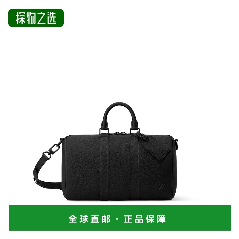 欧洲直邮LV路易威登 Keepall系列男士黑色小牛皮拉链开合单肩