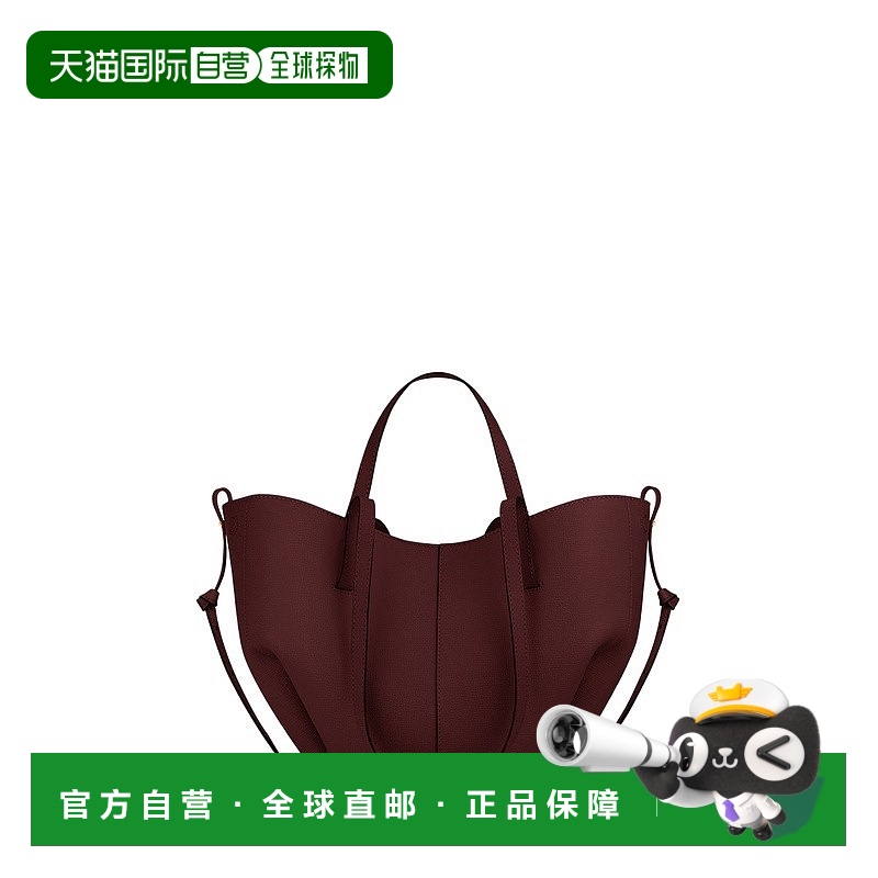 自营欧洲直邮POLENE Cyme Mini女士黑樱桃色小牛皮手提包