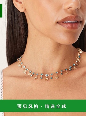 1h可退 香港直邮ASOS 女士 droplets 设计迷你镀金贝壳蓝色人造水