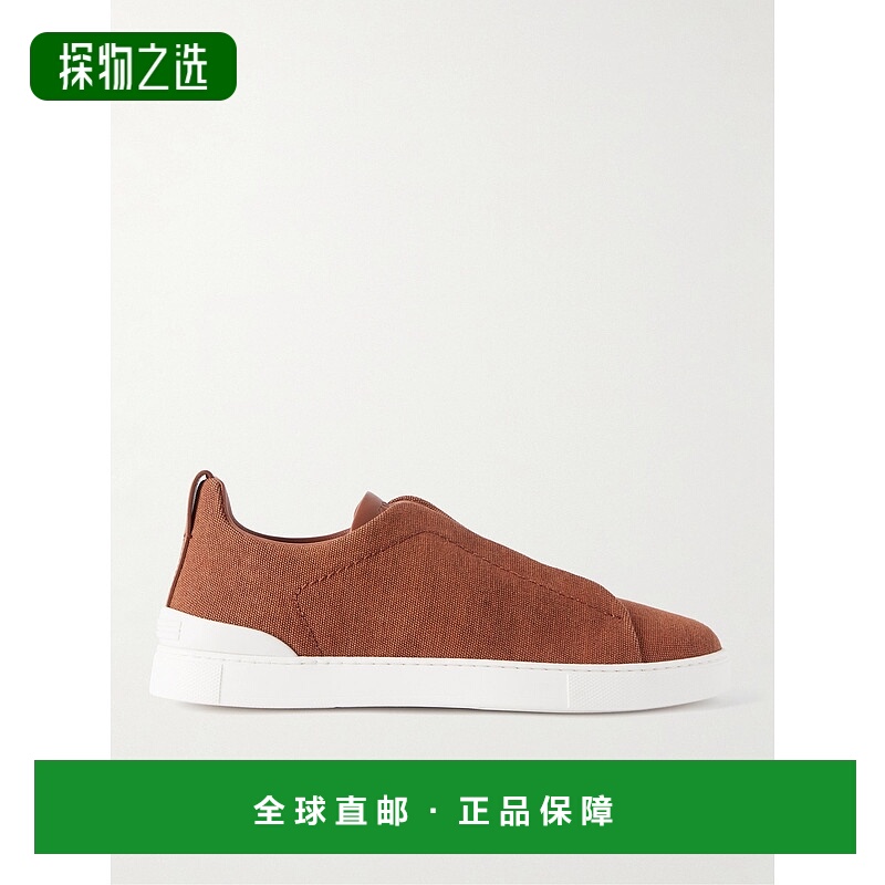 1h可退 香港直邮Zegna 杰尼亚 男士 Stitch™ 三条带皮革边帆布直