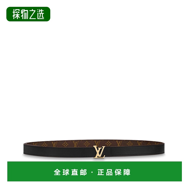 欧洲直邮LOUIS VUITTON路易威登棕色徽标皮革双面腰带帆布皮带