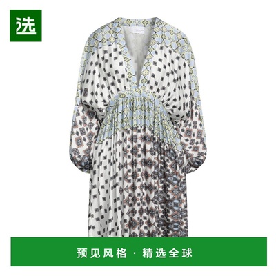 1h可退 香港直邮Atos Lombardini 女士 褶裥连衣裙 blue蓝色 舒适