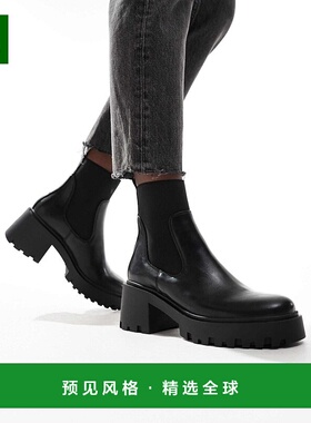1h可退 香港直邮ASOS 女士 Rowan 设计粗跟切尔西靴(黑色)女靴