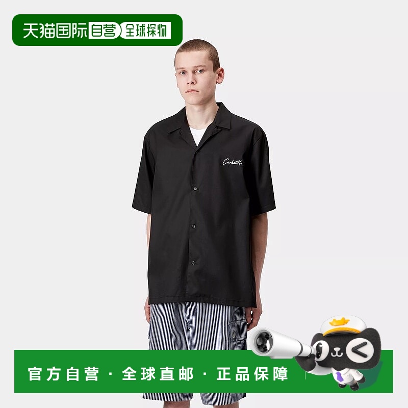 自营欧洲直邮Carhartt Wip 男士黑色天丝/棉短袖衬衫