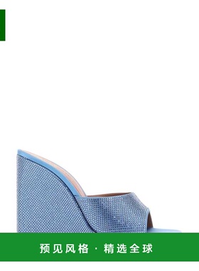 1h可退 香港直邮Amina Muaddi 女士 LUPITA 天蓝蓝色绸缎凉拖 LUP