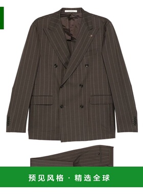 1h可退 香港直邮Tagliatore 男士 条纹双排扣初剪羊毛套装 2SVS20