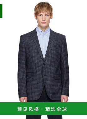 1h可退 香港直邮BOSS 波士 男士 蓝色 Regular-Fit Checked 西装
