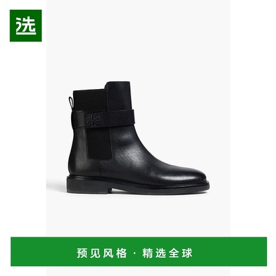 1h可退 香港直邮Tory Burch 托里·伯奇 女士 双T带皮质切尔西靴
