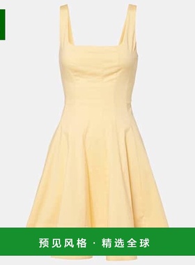 1h可退 香港直邮Staud 女士 Romy 褶皱棉质迷你连衣裙 yellow黄色