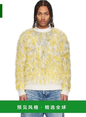 1h可退 香港直邮Diesel 迪赛 男士 灰白色 & 黄色 K-Allen 毛衣 A