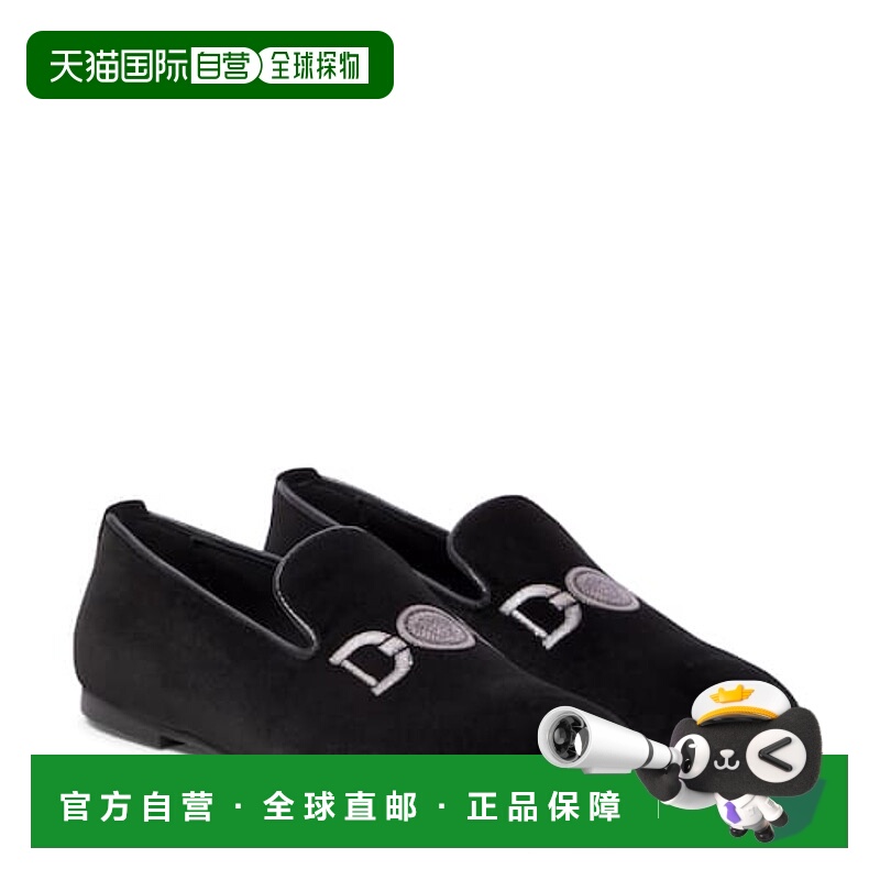 1h可退 香港直邮Versace Young 男童 Medusa '95 刺绣天鹅绒乐福