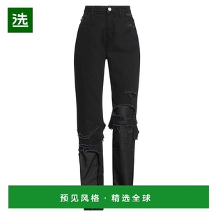 1h可退 香港直邮Raf Simons 拉夫·西蒙 女士 牛仔长裤 black黑色