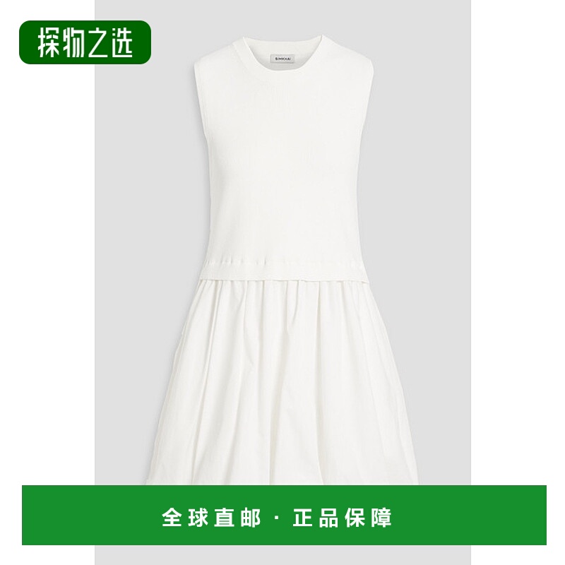 香港直邮Simkhai 女士 Silas 罗纹针织棉质府绸迷你连衣裙 324113